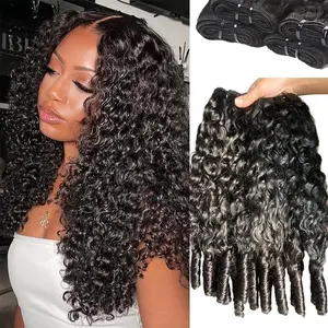 Vinisay Burmese Curly Bundles Human Hair 12A Grade 100% Unprocessed Brazilian Virgin 3 Bundles Human Hair with Spiral Ends Double Weft Quick Weave Hair Extension Sew In for Women