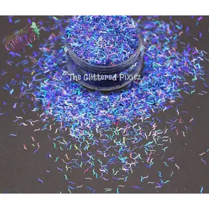 BILLIE JEAN BLu WAVe shape holo Glitter Fun Loose Glitter for Nail art Hair Face Body Tumblers Craft supply Resin supply Freshie Glitter