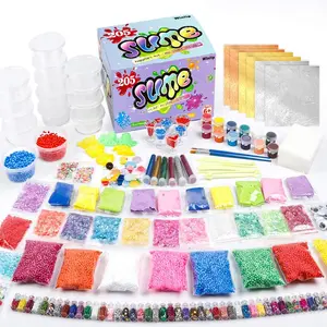 Slime Supplies Kit, 205 Pack Add Ins Slime Kit for Kids Girls Slime Making, Including Foam Balls, Glitter, Fishbowl Beads, Charms, Clear Containers by