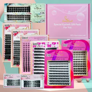 Big Pack with 10 Boxes Natural Thick Volume Individual Cluster Lash Set 3D Wispy Full Thick Volume Fluffy False Eyelashes,10 Different Styles D Curl Mixed Length,DIY Lash Extension for Everyday Eye Make Up and Gift for Friend Family