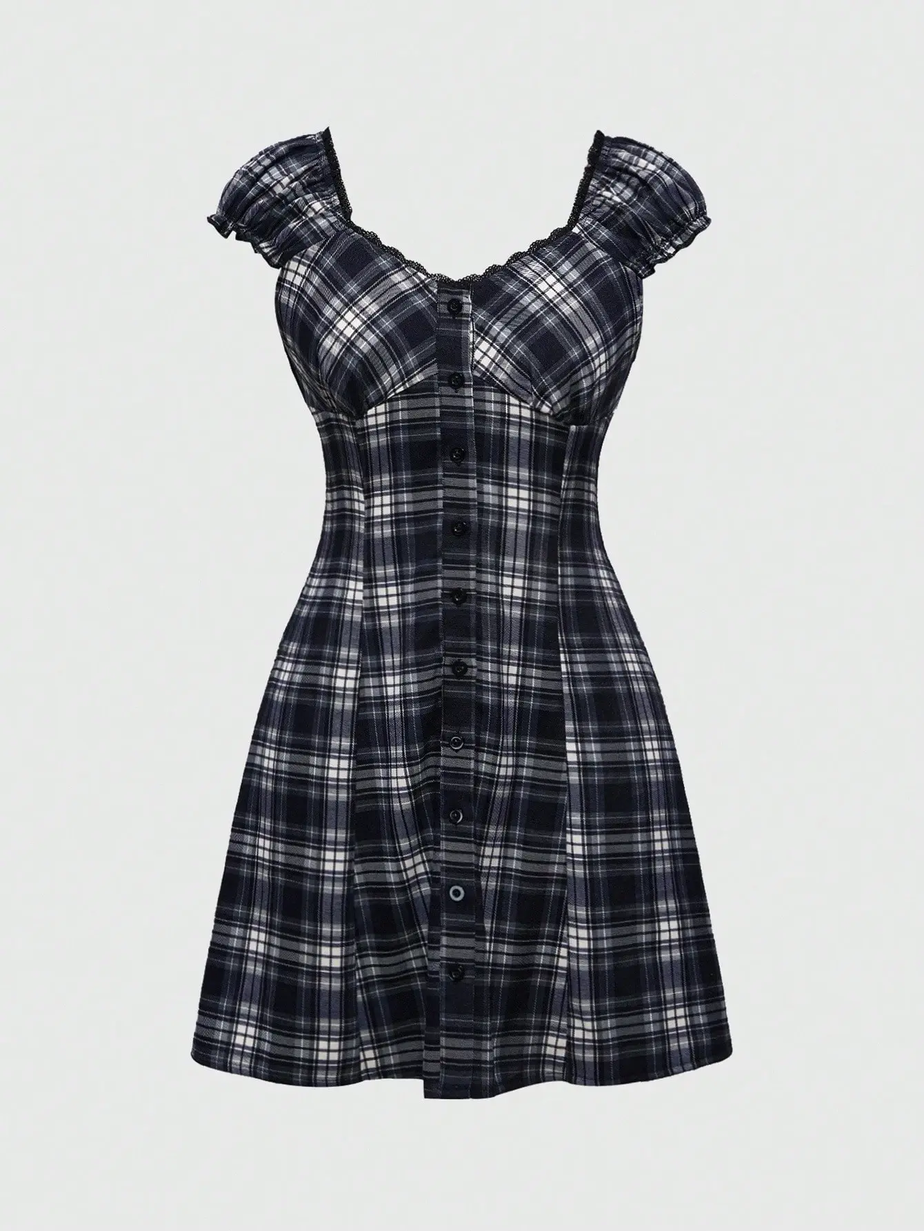 slim fit dress slacks Grunge Plaid Mini Dress – MAUVSTUDIO® main image 0