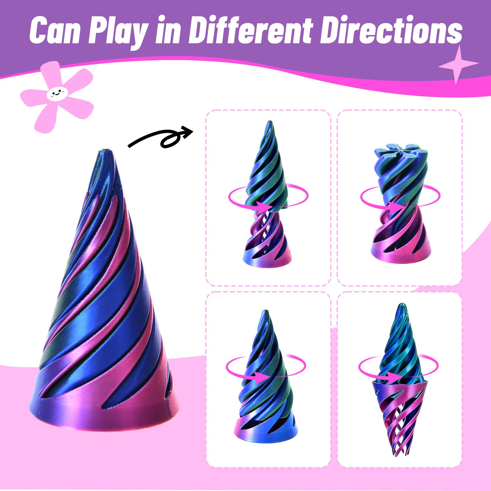 6 Pack Spiral Cone Fidget Toys 3D Printed Spiral Fidget Toys Impossible Cone 3D Printed Fidgets Impossible Pyramid Passthrough 3D Printed Toys for Adults & Kids for Anxiety Relaxing