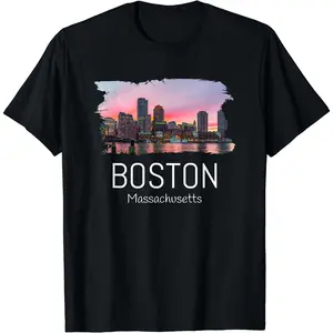 Boston Skyline Gift Cool Souvenir Boston Massachusetts T-Shirt