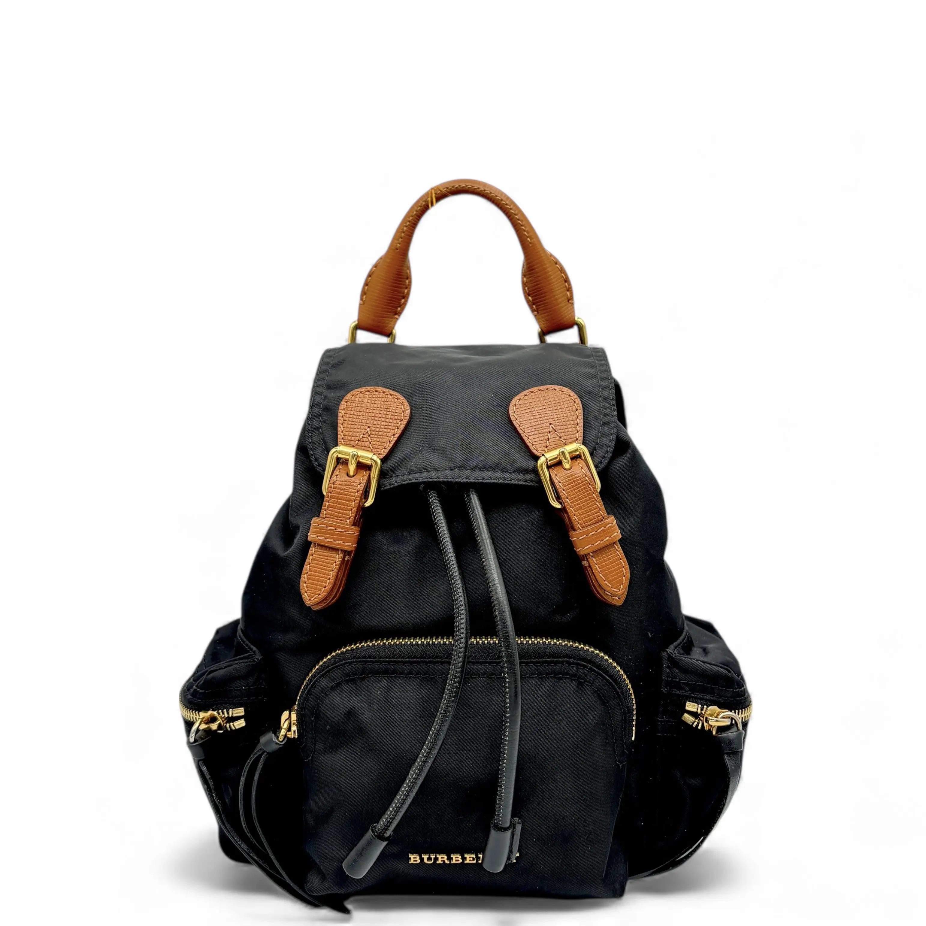 Pre-owned BURBERRY Leather Backpacks Small Rucksack Backpack E Canvas Black Brown (kk1030m8)