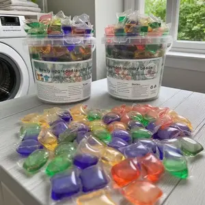 Long-Lasting Scent Laundry Detergent Balls, Powerful Stain Removal Concentrated Liquid, Effective Bacteria & Mite Removal, Family Pack, Laundry Pods