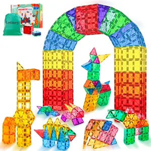 Lotmey Magnetic Tiles for Kids, Magnetic Blocks Building Toys, 3D Magnet Tiles Building Blocks, Preschool Magnetic Toys Stacking Blocks STEM Toys for Toddlers Kids 3 4 5 6 7 8-12