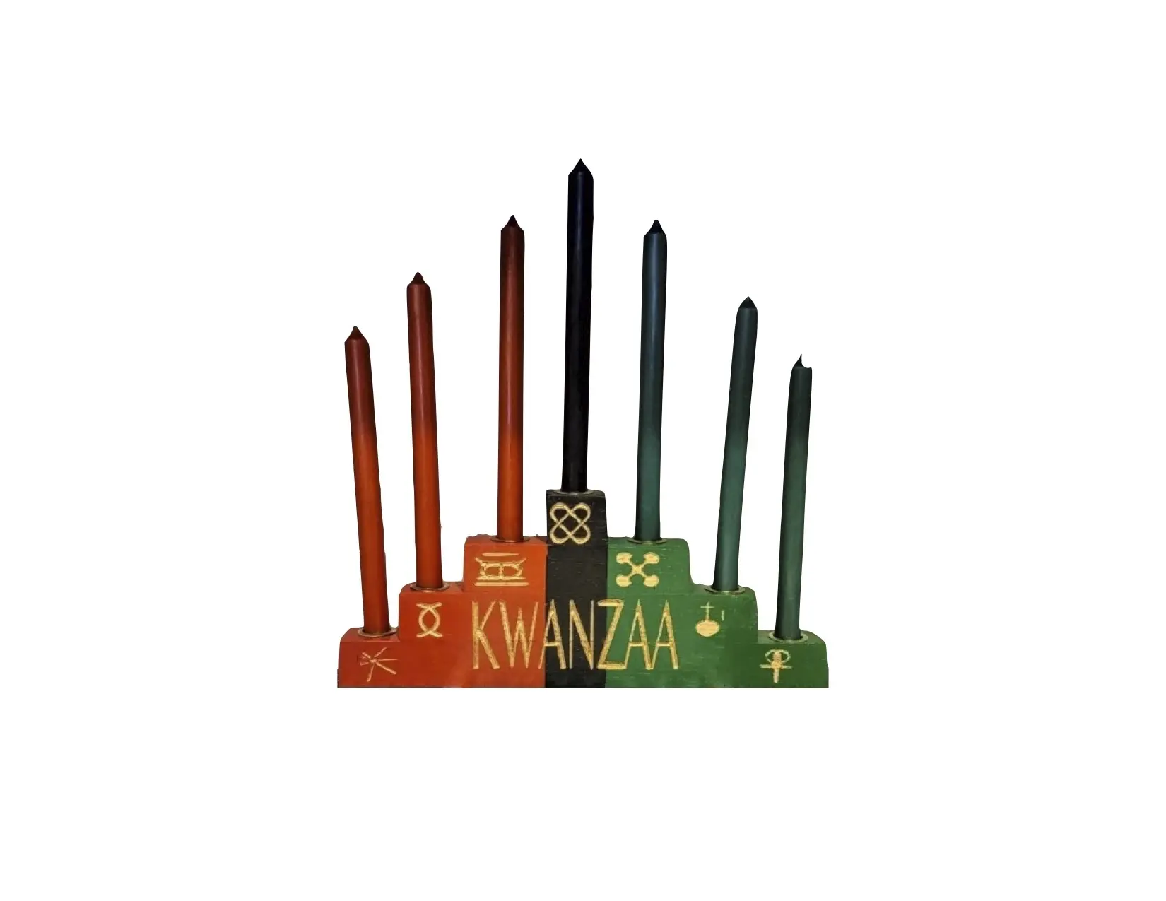 Kwanzaa Candle Holder – Pyramid Kinara with Engraved Kwanzaa Symbols
