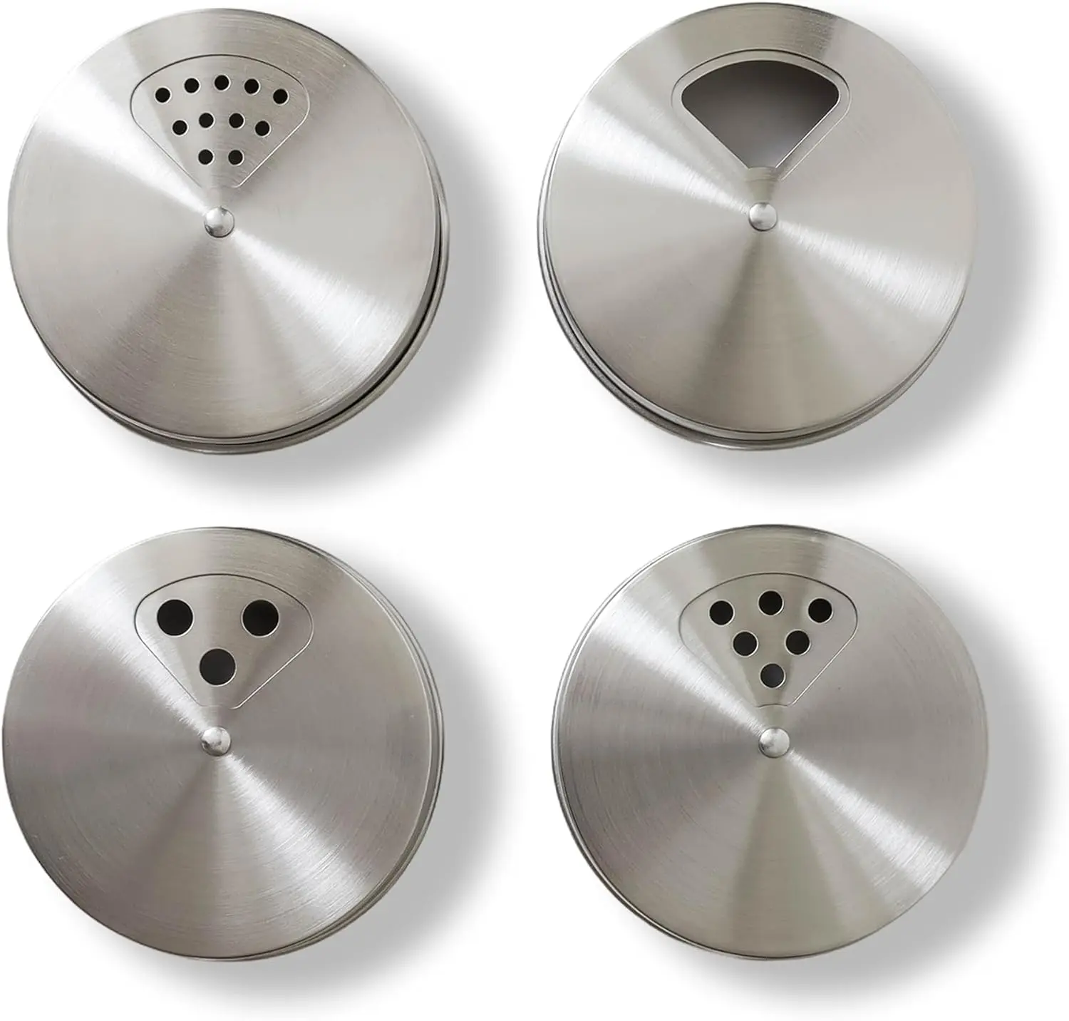 Mason Jar Shaker Lids Stainless Steel – Adjustable Spice & Seasoning Dispenser Tops for Regular Mouth Ball Canning Jars (4 Pack)