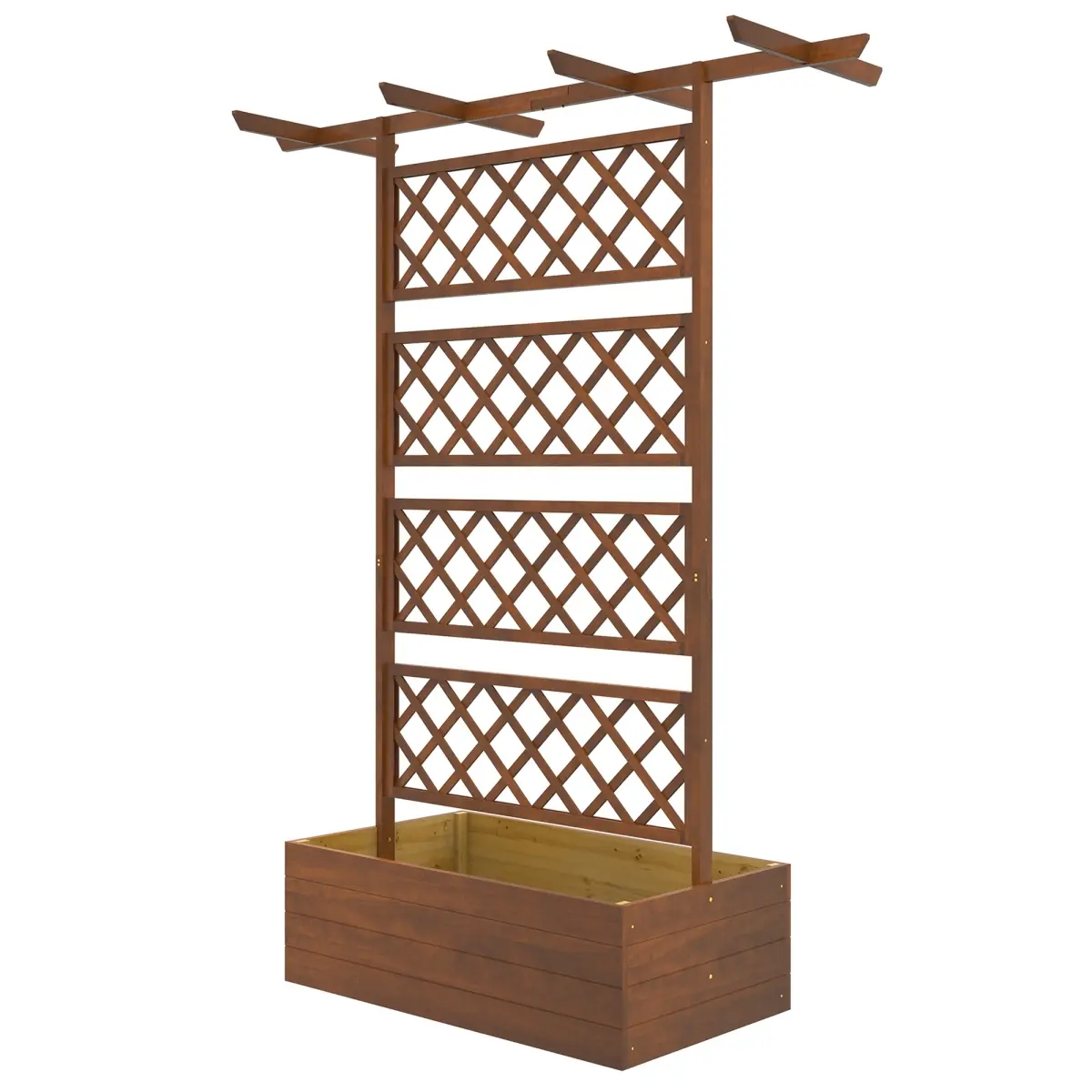 212 Main 845-999V00OG Outsunny Wooden Trellis Planter Box, Raised Garden Bed to Grow Vegetables, Herbs & Flowers