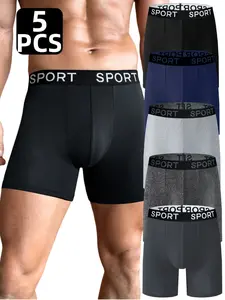 5 Packs Men's Underwear, Comfortable Soft Breathable Stretchy Boxer Briefs, Sport, Ideal for Daily Wear, Lightweight & Moisture-Wicking Design