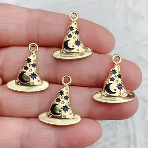 10/20pcs Enchanting Witch Hat Pendants - Alloy Enamel Charms for DIY Jewelry Making, Unique Accessories for Necklace, Bracelet, Earring,  Keychain, Fashionable Craft Supplies for Creative Designers, Trinkets