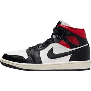 Women's Air Jordan 1 Mid Black/Gym Red-Sail (BQ6472 061)