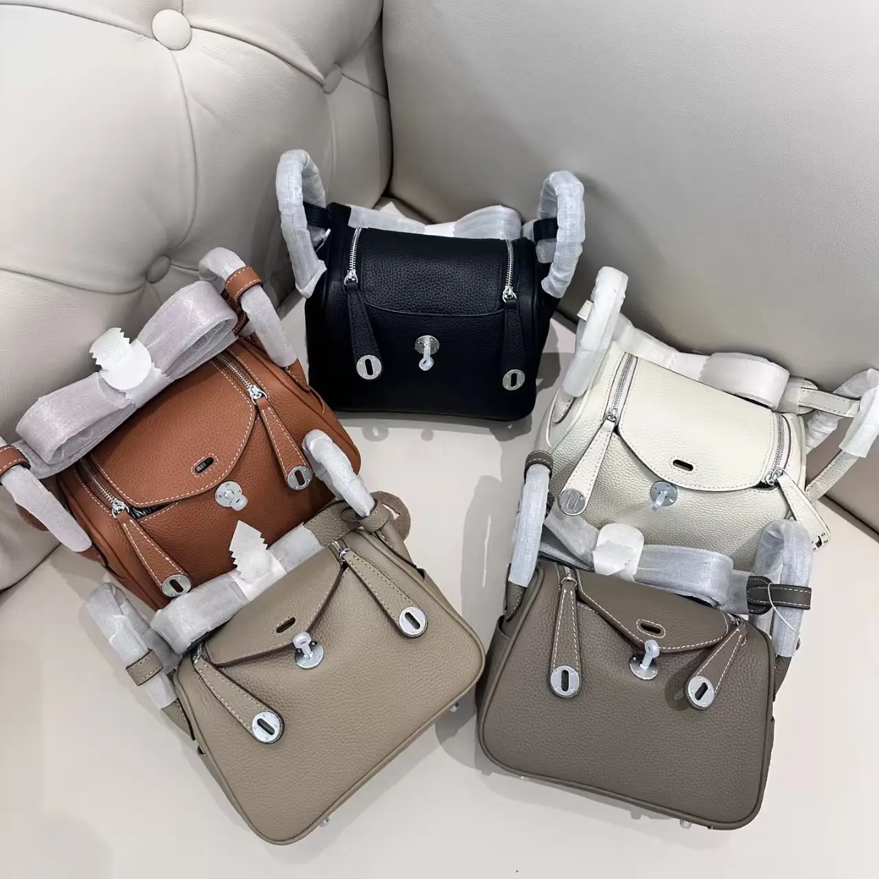 Calfskin Handheld 19  Crossbody Bag