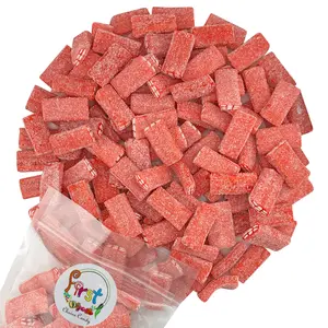 SOUR STARWBERRY BRICKS BITE SIZE GUMMY CANDY 2 LB BAG