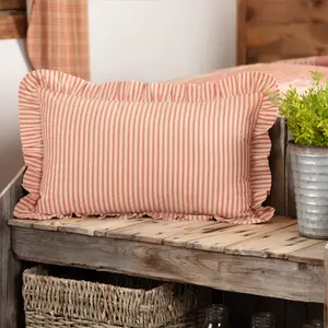Farmstead Red and Tan Ticking Stripe Pillow
