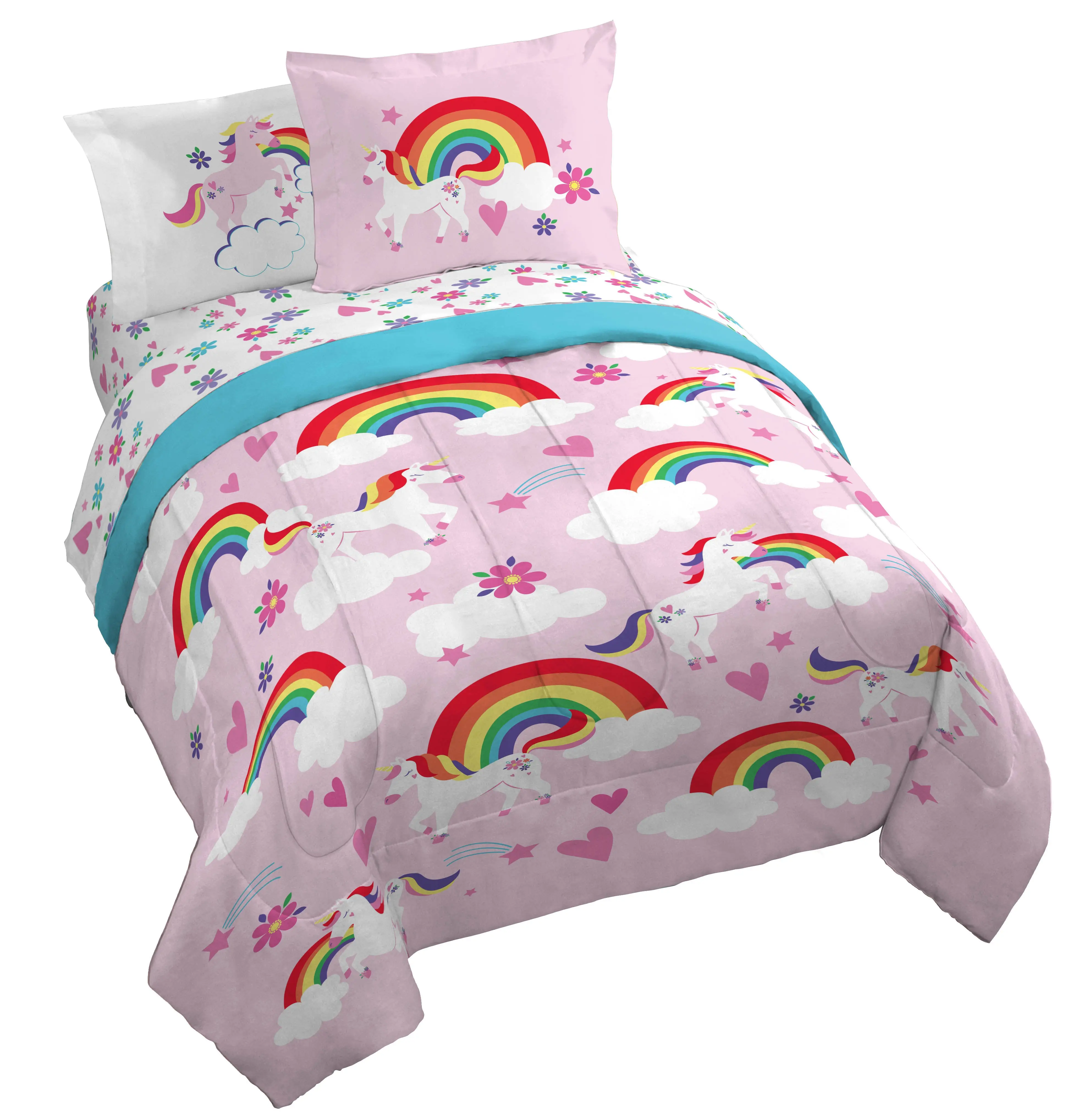 Sunny Side Up Rainbow Unicorns Bed Set