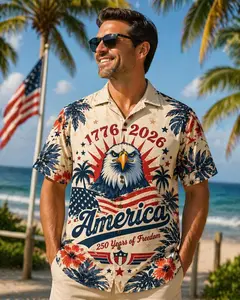 Patriotic Hawaiian Shirt, 1776–2026 Shirt, 250 Years of America Celebration Button Down