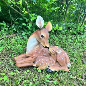 New Resin Deer Sculpture - Mother and Fawn Figurine, Garden Decor Statuette, Outdoor Patio Ornament, Home Interior Wildlife Accen