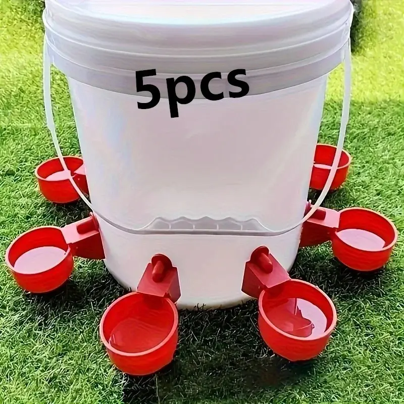 5-Piece Automatic Poultry Waterer Set, Outdoor Plastic Chicken Drinking System, Duck Goose Turkey Rabbit Watering Kit