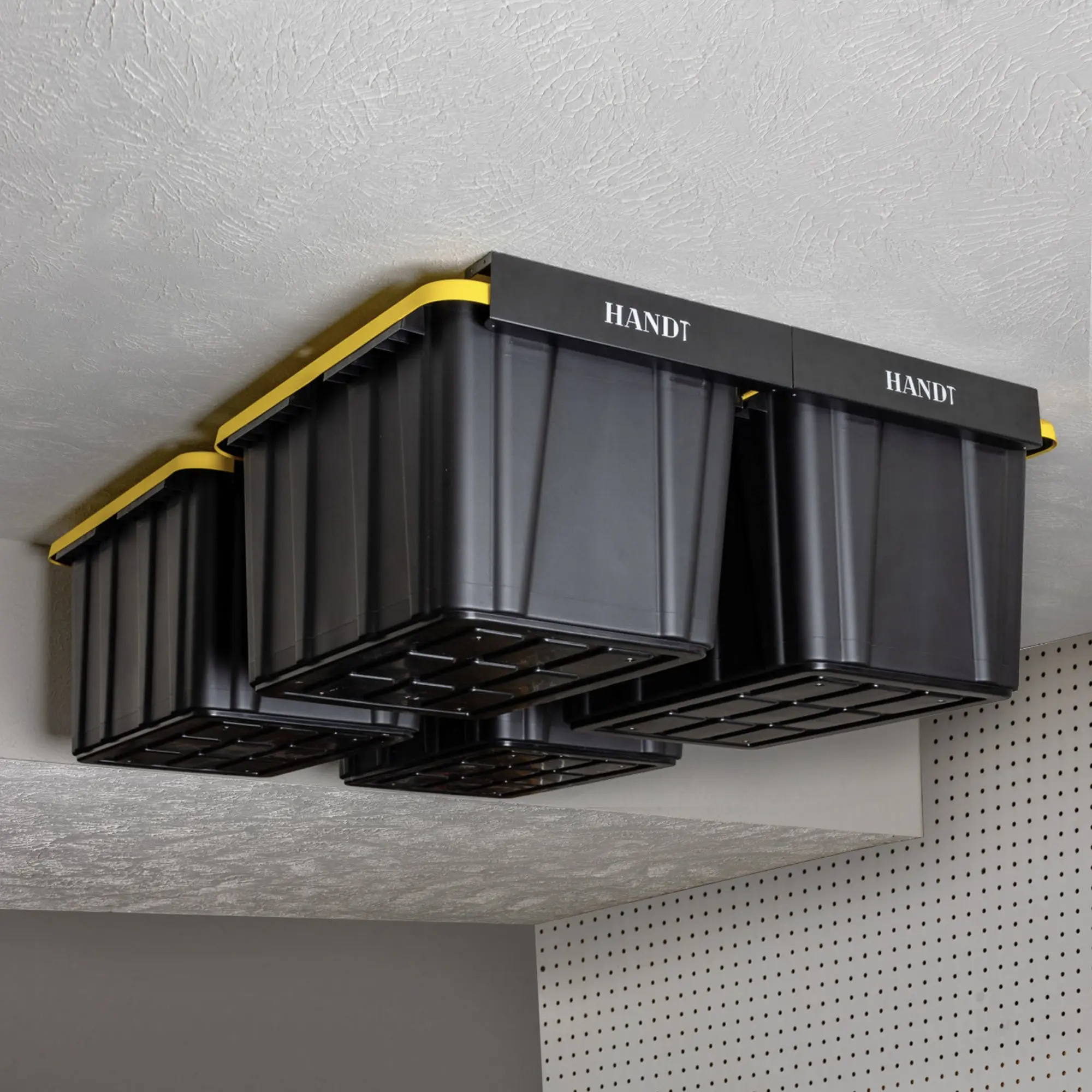 Overhead Connectable Metal Rails For Ceiling Storage