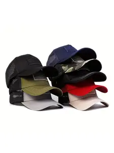 Unisex American Flag Mesh Fitted Baseball Cap, Adjustable Sun Protection Hat for Outdoor Travel Beach Vacation, One Size Fits All