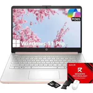 HP 14" Flagship Everyday Laptop Computer, 4GB/8GB/16GB RAM, 128GB SSD+256GB SD Card,Intel Quad-Core, Windows 11 Pro, AI-Powered, For Student & Business
