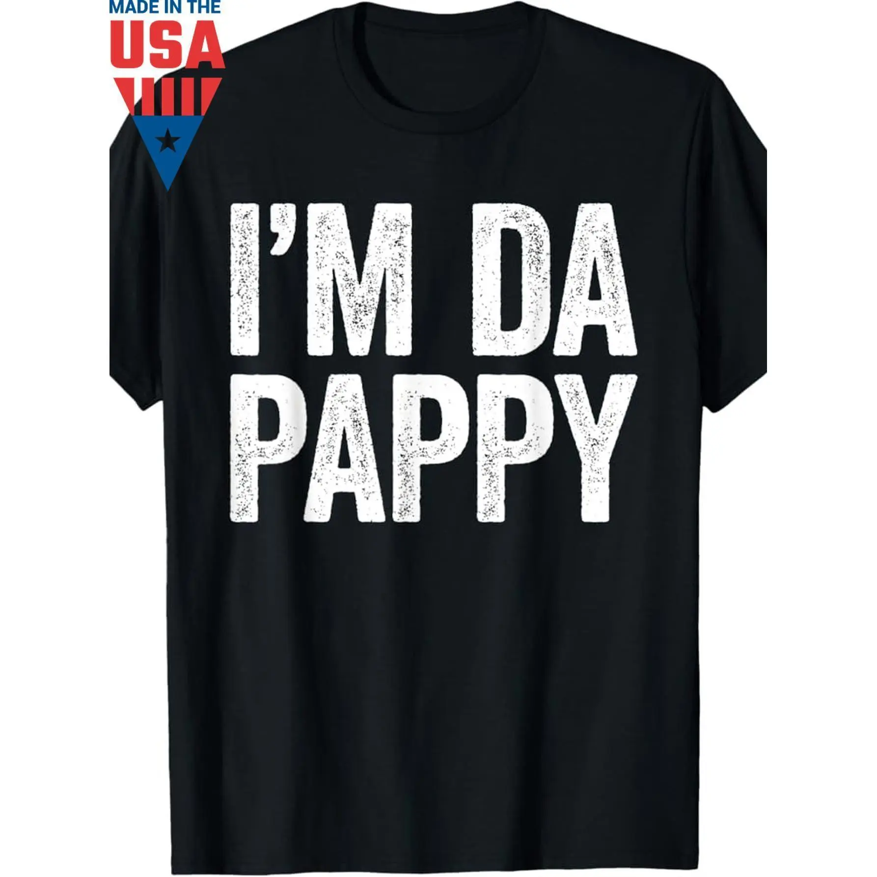 Men's "I'm Da Pappy" Graphic Tshirt, Vintage Cotton Short-Sleeve Round Neck Top, Casual Father's Day Gift, Made in USA Menswear