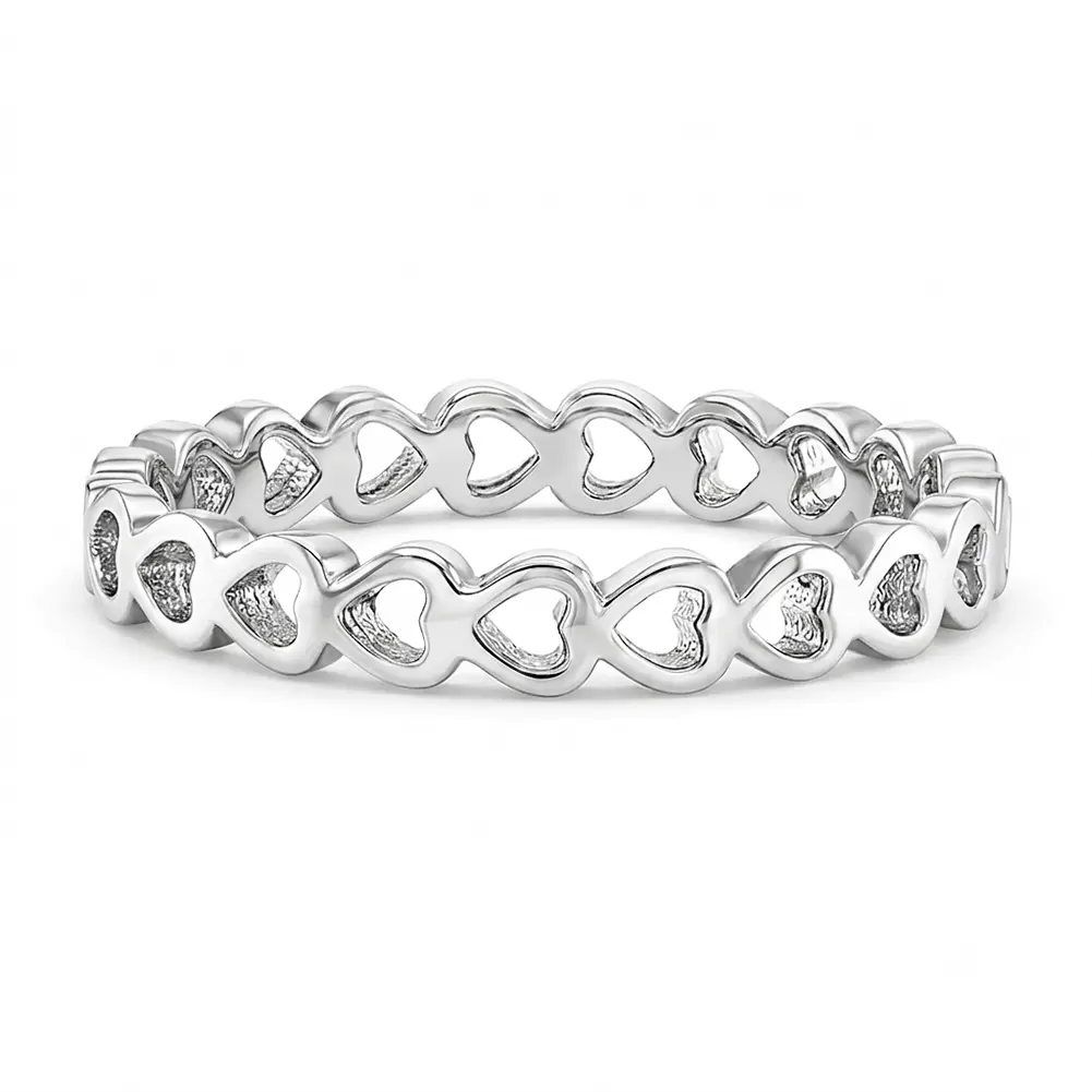 Band of Hearts Size 2-5 Baby / Toddler / Kids Ring - Sterling Silver