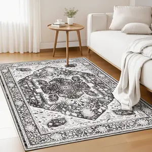 【#TikTokShopFallDealsForYou】Raybee Furniture Vintage Bohemian Style Non-Slip Area Rug, Ultra Soft Rectangular Floor Mat, Durable Low Pile, Machine Washable, TPE Backing, Foldable, Pet-Friendly Indoor Floor Carpet for Home Décor