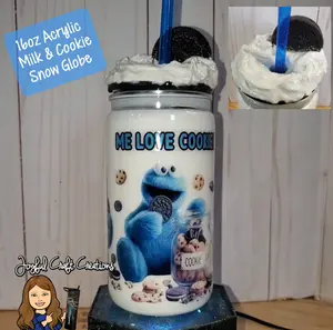 16 oz Acrylic Milk and Cookie Snow Globe