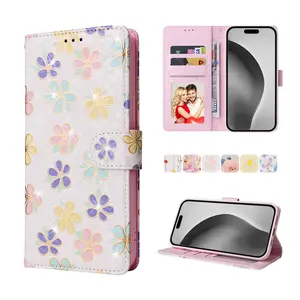 Flower & Butterfly Pattern Phone Case with Card Slot, PU Leather Flip Stand Phone Case, Anti-theft Brush Phone Accessories for iPhone 11 12 13 14 15 16 Plus Pro Max, Cover