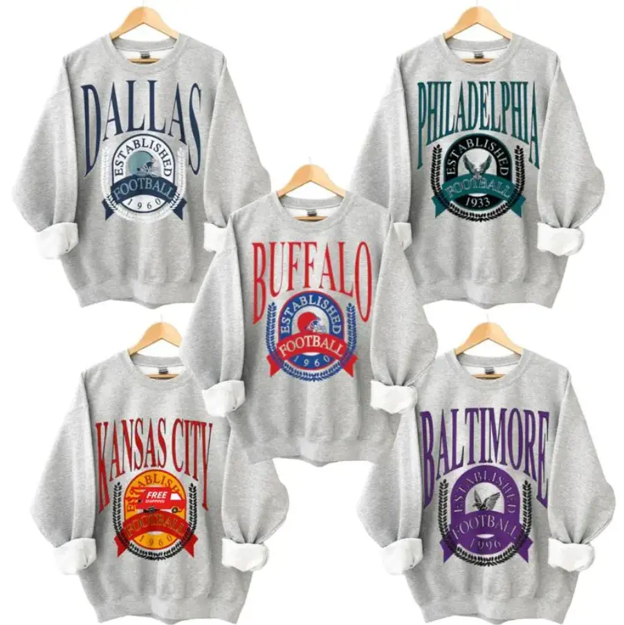 Vintage All Team Football ASH GREY Sweatshirt, Hometown Game Day Pullover, Fashion For All, Full Size