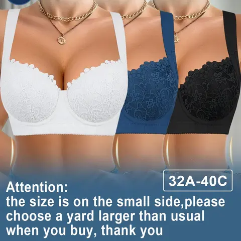 【sohochic】Women's Lace Wireless Push-Up Convertible Bras with Removable Straps, Non-Removable Padding, Floral Lace, Everyday Multi-Pack Lingerie for Fantasy & Holiday Wear, Black Unlined Sculpt Bra Basics