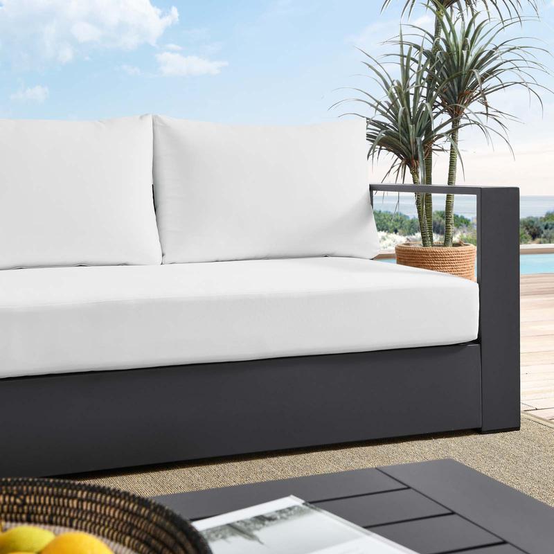 Modway Tahoe Outdoor Patio Powder-Coated Aluminum Sofa in Gray White