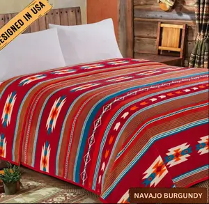 Rodeo ™ Navajo Burgundy Flannel King Throw 2.2KG