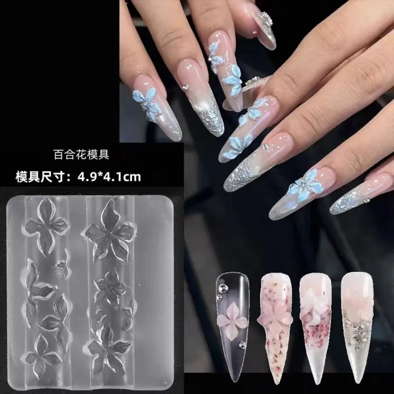 New Chinese Style Nail Art Embossed Lotus Silicone Mold, Chinese Style 3D Stereoscopic Lotus Carving Tool, Nail Decoration, Manicure, Nail Art Tools