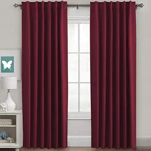 Blackout Curtains Thermal Insulated Window Treatment Panels Room Darkening Blackout Drapes for Living Room Back Tab/Rod Pocket Bedroom Draperies, 52 x 96 Inch, Burgundy Red, 2 Panels