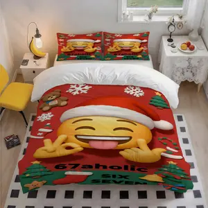 3Pcs 67aholicThemed Patterned Breathable Polyester Bedding Set, Elegant Design, Thoughtful Christmas Gift, Suits Bedroom, Guest Room & Dorm, 1 Duvet Cover + 2 Pillowcases (No Insert)