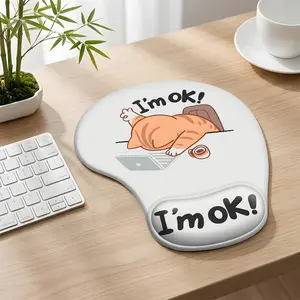 Funny Cat Mouse Pad with Wrist Support, Non-Slip Ergonomic Mousepad for Laptop, Computer, Office & Gaming, Soft Comfortable Wrist Rest Pad, Cute Kawaii Desk Accessories for Women