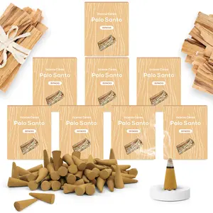 Palo Santo Incense Cones - 8 Boxes (15 Cones Each) for Cleansing & Home Fragrance