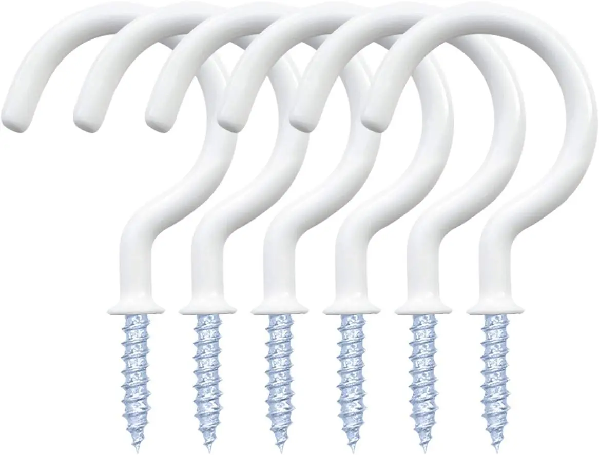 12-Pack Durable Vinyl-Coated Carbon Steel Ceiling Hooks, 1.25-In Easy Installation Drywall Hooks, 20-Lb Capacity for Indoor-Outdoor Home & Bathroom Supplies