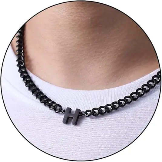 H letter necklace (black)