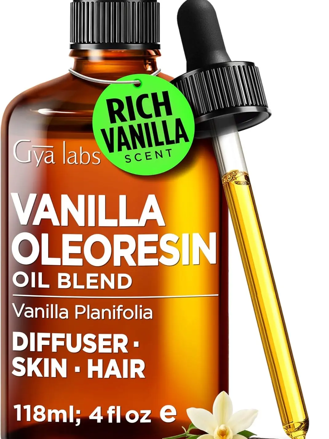 Gya Labs Vanilla Oleoresin Essential Oil for Diffuser, 4 Fl Oz – Warm Sweet Vanilla Aroma for Aromatherapy, Perfume Blends, DIY Candles, Soap Making & Skin Care