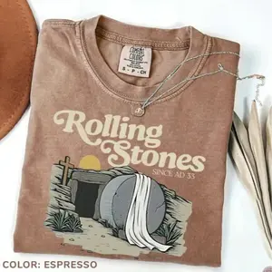 Comfort Colors Rolling Stones T-Shirt, Trendy Easter Clothing, Cotton Crewneck Unisex Pull Over T-Shirt Apparel