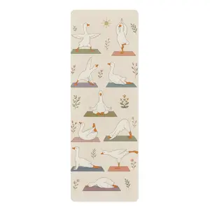 Yoga Goose Poses illustration Yoga Mat | Cute duck geese yoga poses, neutral tones