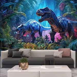 Jurassic Dinosaur Forest Durable Decorative Tapestry, Lightweight Polyester Wall Decor, Perfect for Living Room Bedroom Office, Includes Free Installation Kit
