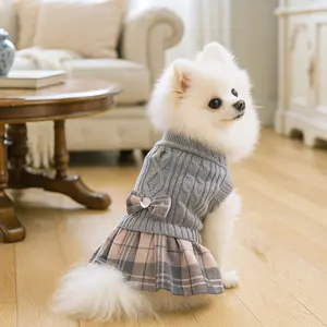 1pc Dog Sweater Dress for Small Dogs Winter Warm Dog Turtleneck Sweater Soft Puppy Knitwear Clothes Cute Doggie Dresses for Teacup Dog Yorkie Chihuahua