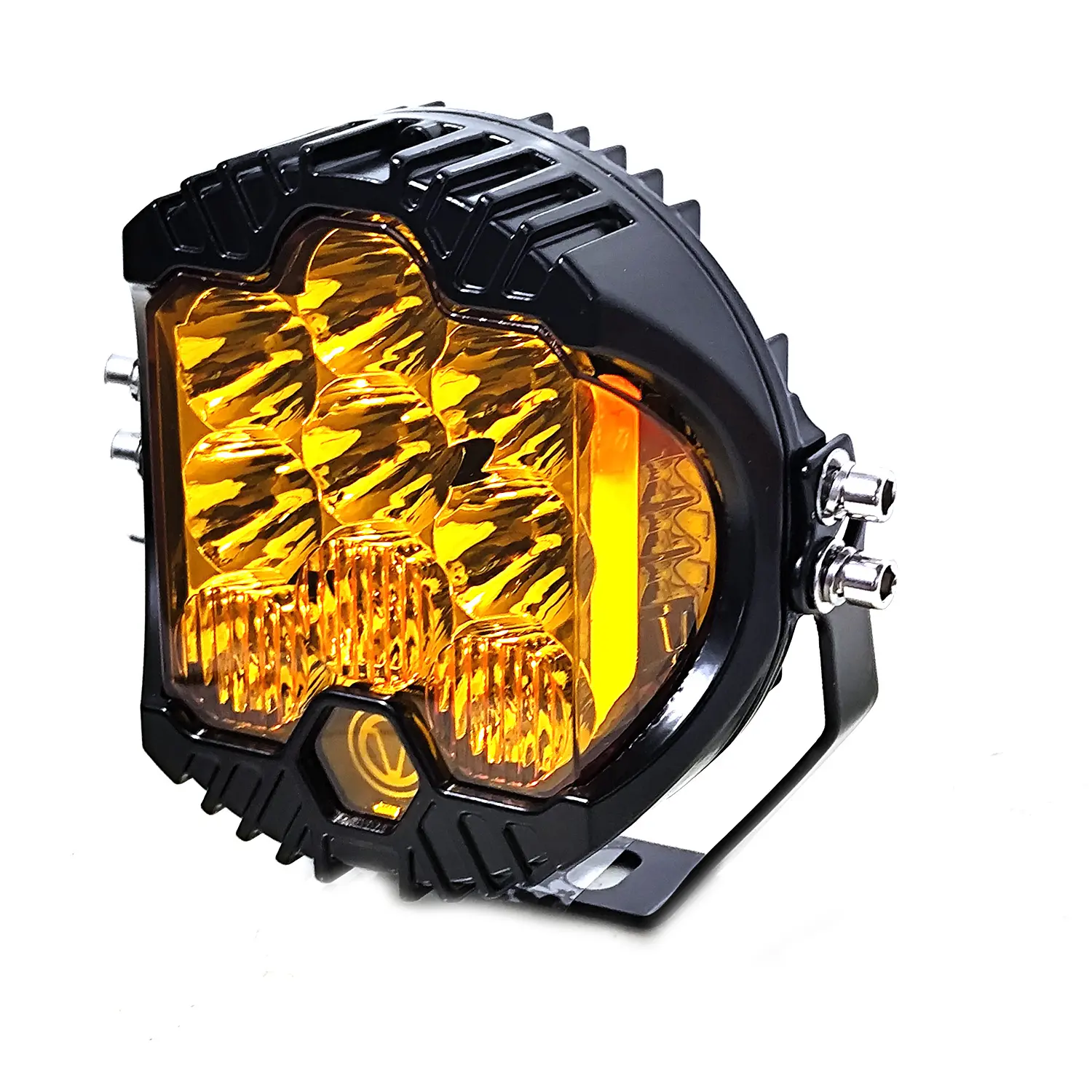 5 Inch 75W Led Work Light, Side Shooter Flashing, Amber LED Pod Round Spot