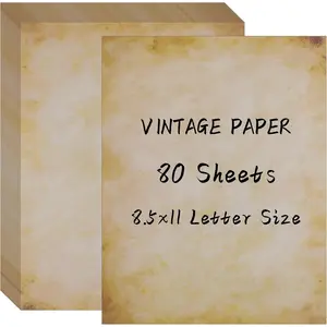 80 Sheets Vintage Paper 8.5" x 11" Letter Size Printer Paper, Antique Stationery for Writing, Double-sided Aged Parchment Paper for Printing, Decorative Old Look for Invites Resume