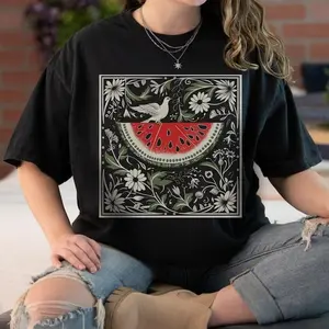 Free Palestine Shirt | Watermelon Hoodie| Watermelon Flag Tee, Fruits of Palestine Sweatshirt, Casual Cotton Top Womenswear Comfortable Check Elegant